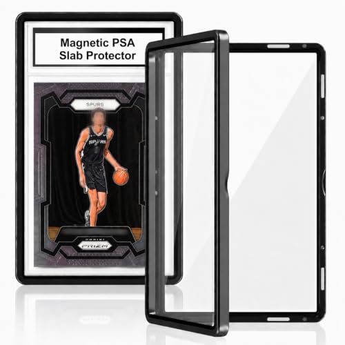 PSA Slab Case with 9-Point Secure Lock, Aluminum Alloy Graded Card Case, Magnetic UV Protection Slab Protector Fits 35PT PSA, CGC, CSG Cards, Professional Display Frame for Sports Cards (Black) - color: Black