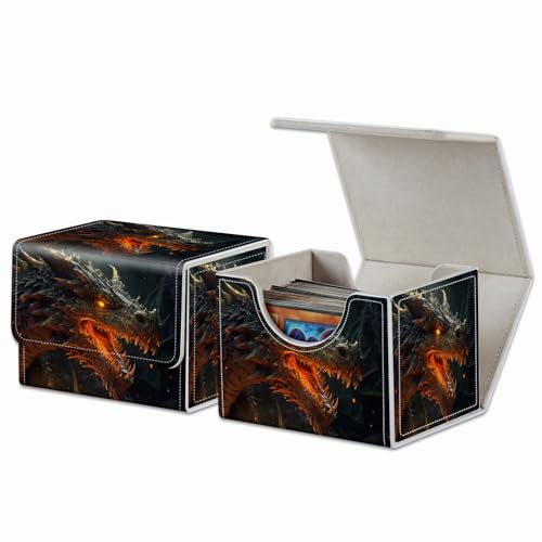 Strong Magnet Card Case Deck Box Mtg Card Box Playing Card Box Magic Deck Box Tcg Up to 200 Cards Creative Pattern Trading Card Storage Box for Collectible Card Games, Fire Dragon Roar - color: Fire Dragon Roar