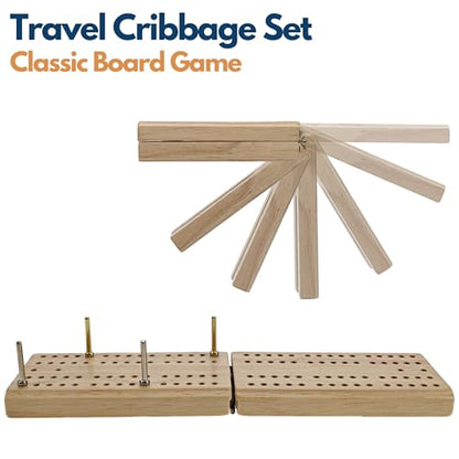 WE Games Wooden Folding Travel Cribbage Board with Metal Pegs, Small Size for Easy Travel - size: Mini