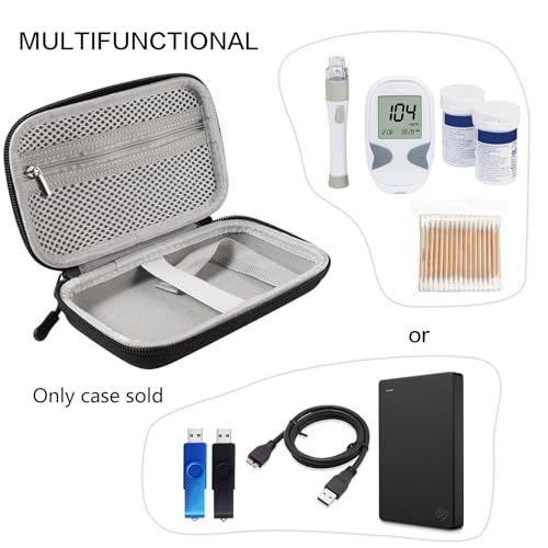 Diabetes Travel Case EVA Hard Shell Diabetic Supplies Bag Organizer for Blood Sugar Testing Kit, Glucose Monitor Kit with Meter, Glucose Test Strips, Lancets, Lancing Device, Alcohol Wipe (Black) - color: Black