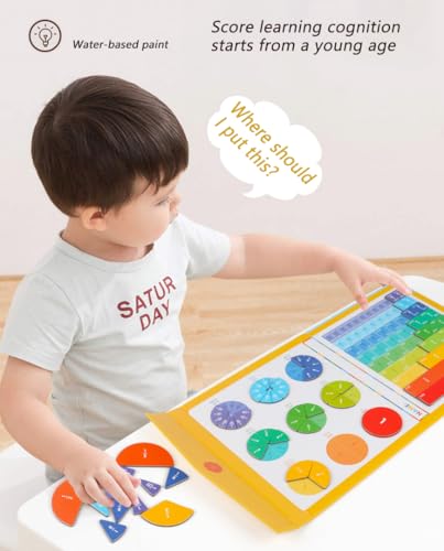 Magnetic Fraction Educational Puzzle for Kids, New Magnetic Fraction Tiles & Fraction Circles, Math Manipulatives Enhance Early Primary School Students Mathematical Skills(Hippo Style) - color: Yellow