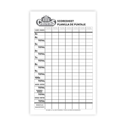 Five Crowns Scorepad – 130 Page Replacement Score Sheet, Card Game Score Card, Tracks 7 Players at Once, Gift for Kids, Birthday Gifts