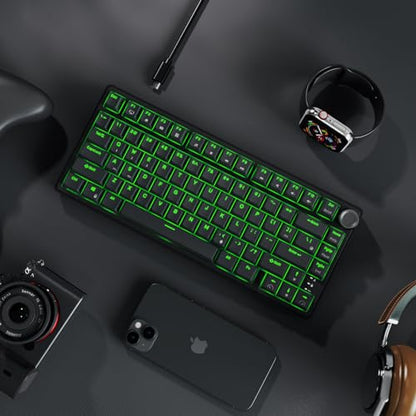 RK ROYAL KLUDGE R75 Wired Mechanical Gaming Keyboard, 75% Hot-Swap Mechanical Keyboard Volume Knob, Soft Pre-lubed Tactile Brown Switch - color: pure black