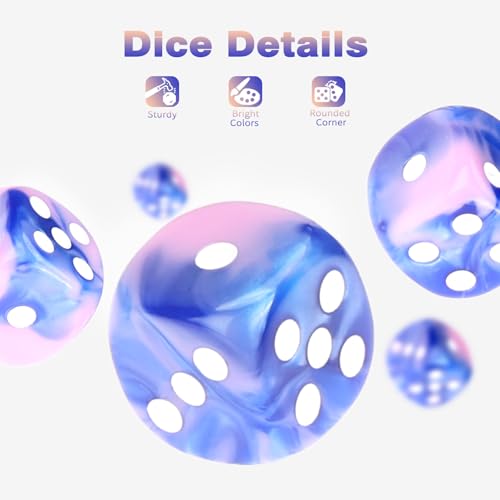 36 Pieces 12mm 6 Sided Mini Dice Set,Two Colours D6 Game Dice Set,6 Sided Standard Game Dice for Board Games Dice Games Classroom Teaching Dices Game,with Portable Gaming Box(Pink & Blue) - color: D6-pink & Blue