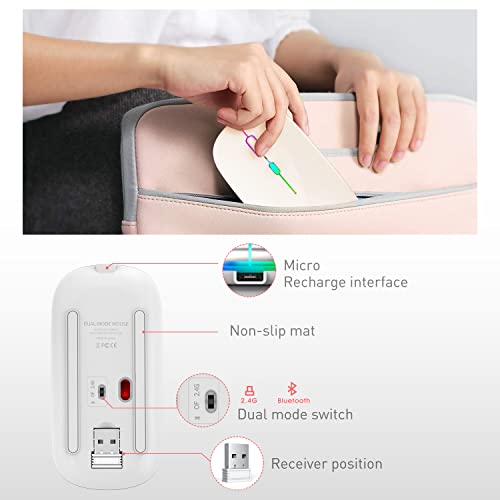 PEIBO Bluetooth Wireless Mouse for Laptop mac MacBook ipad MacBook air MacBook pro pc Desktop Computer Windows Chromebook Notebook (Cream White) - color: Cream white