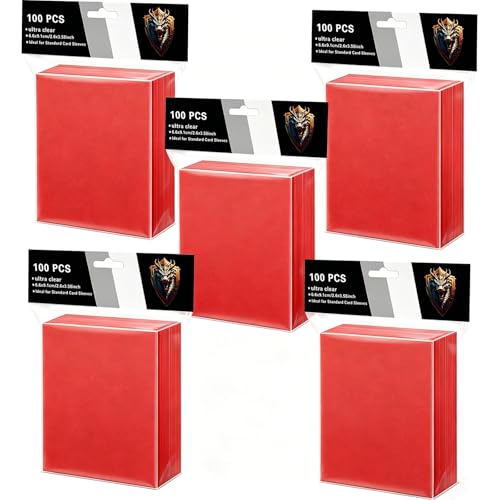 500 Counts Card Sleeves for Trading Cards,Red Color Deck Card Sleeve,Premium Matte Standard Size Card Protectors for MTG,CCG,TCG Playing Game Cards, Football Card,Sports Cards (Red) - color: Red
