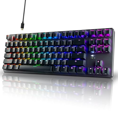 TECWARE Phantom+ 87 Mechanical Gaming Keyboard | RGB LED Backlit | Hot Swappable Wraith Brown Switches | 87 Key TKL Layout | Thocky Sound Profile | Detachable USB-C Wired | Black - color: Brown Switch
