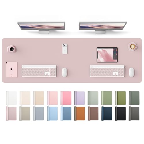 YSAGi Leather Desk Protector, Office Mat, Large Mouse Mat, Non-Slip PU Leather Blotter, Laptop Desk Mat, Waterproof Writing Pad for Office and Home(Grayish Lavender, 63" x 17.2") - color: Grayish Lavender, size: 63" x 17.2"