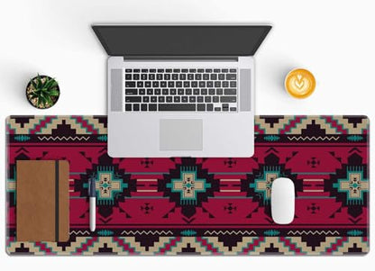Southwest American Ethnic Pattern Desk Mat, Extended Big Mouse Mat for Home and Office, Large Gaming Mousepad Laptop Keyboard Mat with Non-Slip Rubber Base, Stitched Edges (31.50"x11.8"x0.12") - color: Southwest American Ethnic Pattern