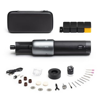 HOTO Cordless Rotary Tool Kit, 5-Speed for 3D Printer Sanding & DIY | Strong Motor Engraving Pen, 5000-25000RPM, LED Light, UBS-C, 35-in-1 Storage Bag for Polishing, Drilling, Carving, Cutting
