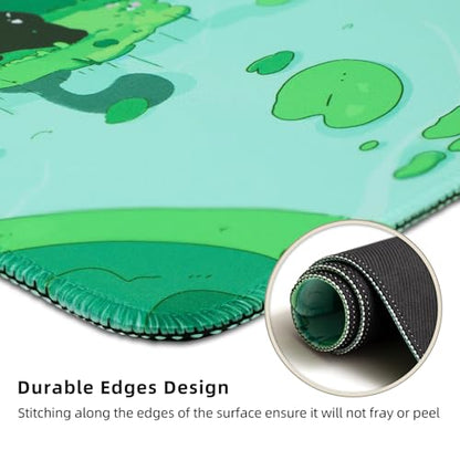 FLY SPRAY Gaming Mouse Pad for Computer,XXL Cute Cat Mousepad Laptop,Green Anime Mouse Mat,Extended Large Black Japanese Keyboard Pads,Non-Slip Mouse Pads for Game Office Home（31.5 x 11.9 in） - color: Black Green Cat