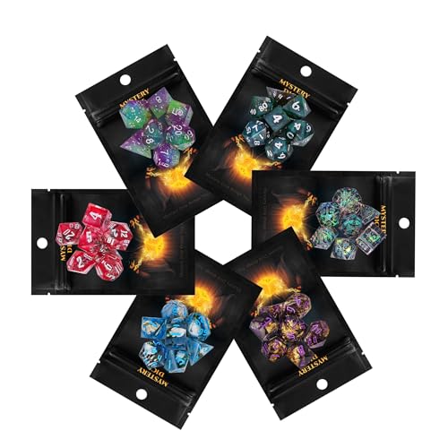 7PCS Mystery Sharp Edge Dice Set, Handmade Resin Transparent Glitter RPG Polyhedral Dice Set D&D for Role Playing Games and Other Tabletop Game, DND Gifts - color: Mystery-sharp Edge