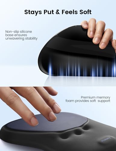 meatanty Mouse Pad with Wrist Rest, Ergonomic Mouse Wrist Support, Desk Mouse Mat Computer Accessories, Soft Memory Foam Palm Hand Pain Relief, Non-Slip Laptop Cushion, Office Home Gaming Black Blue - color: Black and Dark Blue