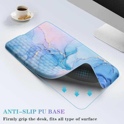 Computer Keyboard Stand with Wrist Rest, Ergonomic Tilted Keyboard Holder - Keyboard Riser with Wrist Pad - Keyboard Tray Support for Office Home - Aqua Marble - color: Keyboard Stand-aqua Marble