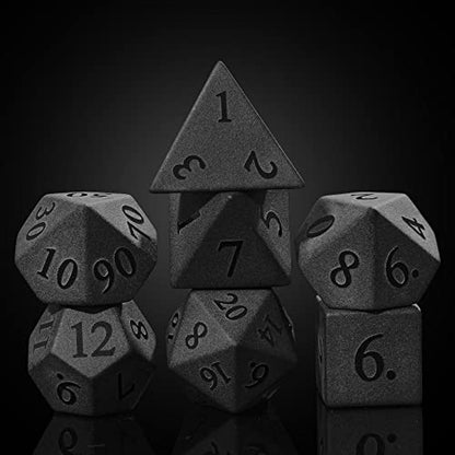 UDIXI Frosted Obsidian Gemstone Dice Set Stone DND Dice for Tabletop Games | Natural Stone, Premium Gift Box, DM Gift, for Dungeons and Dragons Role Playing Games - color: Frosted Obsidian