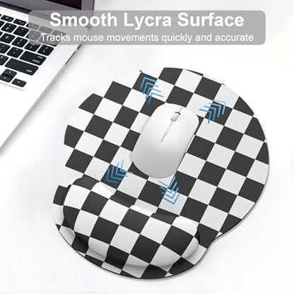 Ergonomic Mouse Pad with Wrist Rest and Keyboard Wrist Rest, Mousepad and Keyboard Pad, Non-Slip Rubber Base, Pain Relief, Mouse Pad with Wrist Support for Gaming, Computer, Office, Black Checkered - color: Black Checkered