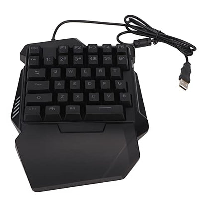 One Handed Gaming Keyboard, 35 Keys RGB Backlit Ergonomic Keyboard with Wrist Rest, USB Wired Silent Mini Gaming Keypad for PC