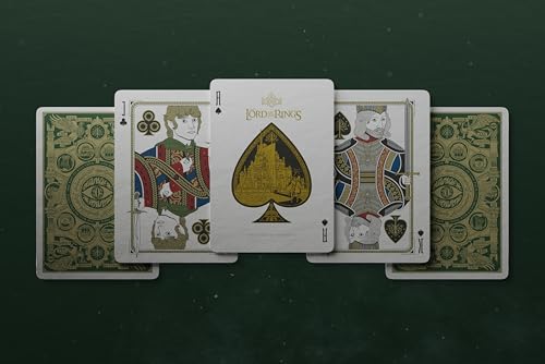 theory11 Lord of the Rings Playing Cards – Green and Gold Middle Earth Poker Deck with Custom Fantasy Artwork, Magic, Cardistry, Game Night Gift for LOTR Fans, Card Collectors, Magicians & Adults