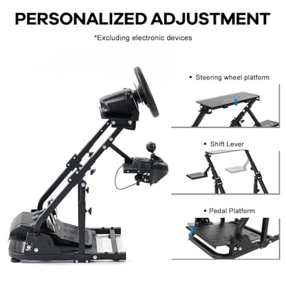 Anman Strengthen Stability Racing Wheel Stand fit for Logitech/Thrustmaster/PC/Fanatec G27,G29,G920,G923,T150,T248,T300,TMX,Upgrade Steering Shifter Mount Cockpit,Wheel Shifter Pedals NOT Included