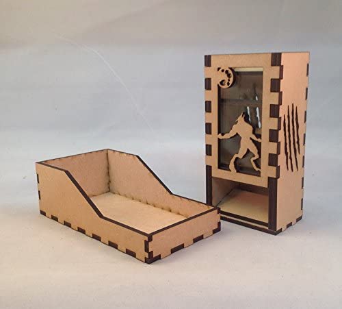 Werewolf Mini Dice Tower v1 Glass Green Acrylic Window Laser Cut MDF Unique Gift