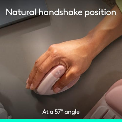 Logitech Wave Keys & Lift Vertical Mouse - Ergonomic Wireless Keyboard and Mouse Combo - with Cushioned Palm Rest, Easy-Switch, Bluetooth, for Multi-OS, Windows/Mac - Rose - color: Rose, style: Right-Handed