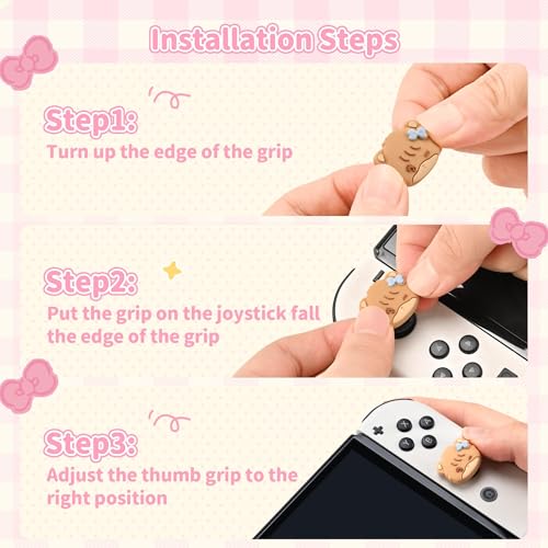 GeekShare 4PCS Switch Thumb Grip Caps,Kawaii Thumbstick Caps,Soft Silicone Joystick Cover Compatible with Switch/OLED/Lite - Mikko Sweet Thoughts - color: Mikko Sweet Thoughts