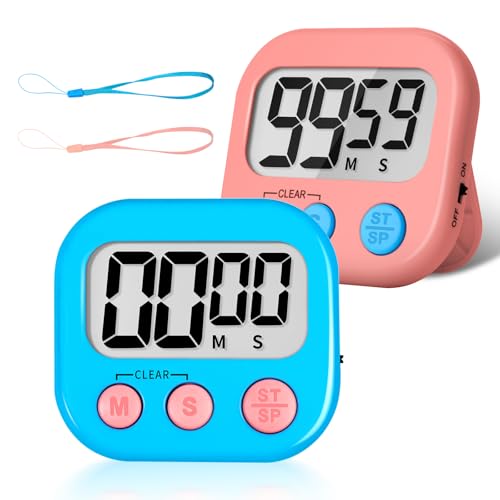 ZILLEEN Classroom Timer for Kids Teachers 2 Pack Digital Timers, Blue & Pink - color: Blue & Pink