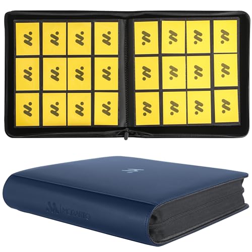 Card Binder 12 Pocket,Trading Card Binder Holds up to 1200 Cards with 50 Sleeves,Zipper Card Holder Album Compatible with TCG Card/Game Cards/Sports Card - color: Dark Blue, size: 12 Pocket 1200