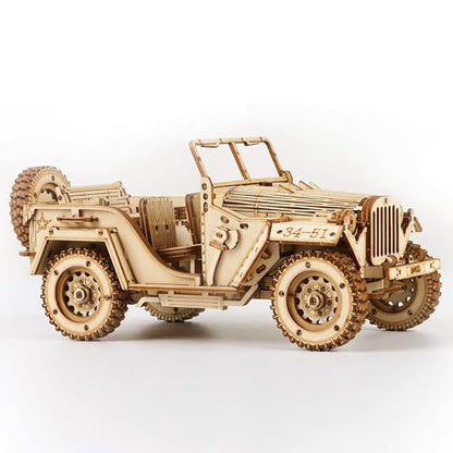 ROKR 3D Wooden Puzzle for Adults Mechanical Car Model-DIY Building Vehicle Kits-Brain Teaser Toys-Gift for Men Women on Birthday/Christmas Day (Army Field Car)