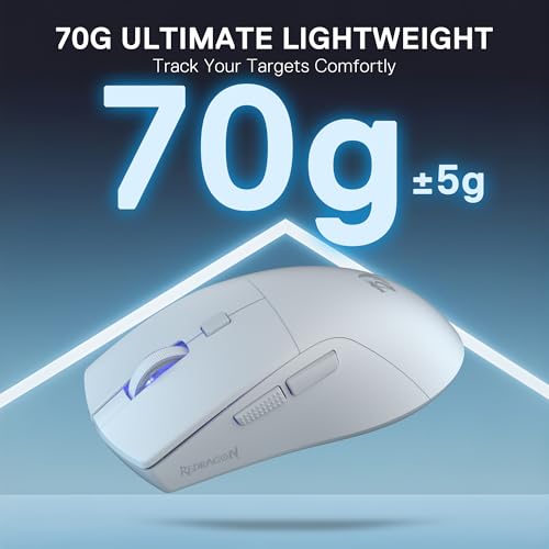 Redragon M618 LIT Wireless Gaming Mouse 10K DPI 70G Ultra-Light Remapping Keys - color: White, size: Wireless