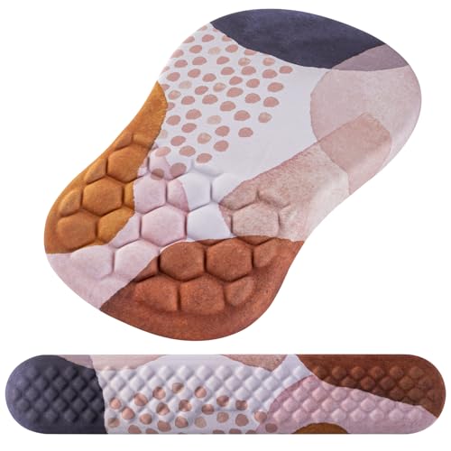 Ergonomic Mouse Pad & Keyboard Wrist Rest Set, Memory Foam | Memory Foam Wrist Cushion, Non-Slip PU Base, Massage Design, Relieves Wrist Pressure for Work, Gaming & Office Use,Boho - color: Boho