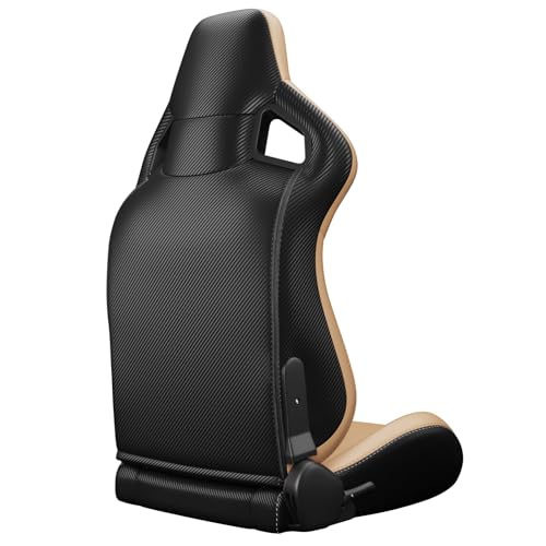 2 Pcs Adjustable Universal Racing Seats with Double Sliders, Reclinable Bucket Seats, 1 Pair of Sport Seats for Vehicles (Beige-B) - color: Beige-B
