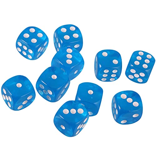 10PCS Polyhedral Dice - D6 Acrylic Dice, 16mm, Transparent Blue for RPG, MTG, DND, Table Games - color: Transparent Blue