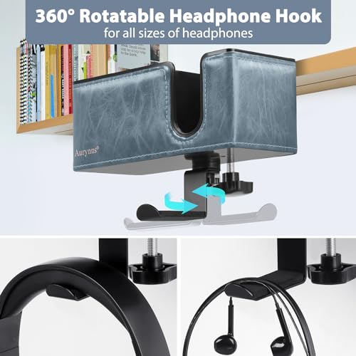 Desk Cup Holder Clip on Pen Holder Headphone Hanger Headset Stand Rotatable Clamp Hook Under Desk (Sky Blue) - color: Sky Blue