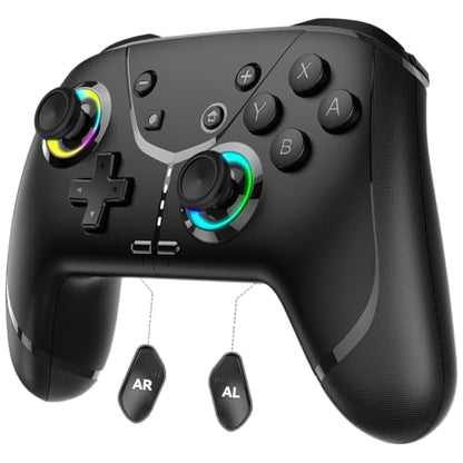 Switch Controller, Wireless Pro Controller for Nintendo Switch 2/Switch/Lite/OLED, Bluetooth controllers Compatible with iPhone/Mac/iPad/iOS/Android/Phone/PC/Steam and TV with Programming/RGB4/Vibration / 3 Turbo Modes/6-Axis/Motion(Black Pro) - color: Bl