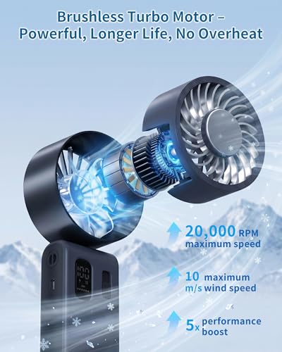 Portable Handheld Fan with Ice Cooling, 100 Speed Rechargeable Mini Desk Fan, Up to 12Hrs Cooling, Powerful Folding Personal Fan for Travel, Camping, Office (Black) - color: Black