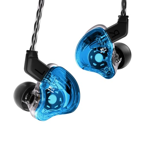 CCZ Melody Wired Earbuds Earphones, hifi 1DD 1BA Drivers in ear Headphones, in ear Monitors with Crisp Clear Sound, iem Corded Earbuds for Singers Musicians Drummer Studio (Blue, without microphone) - color: Blue, size: No mic, style: without mic
