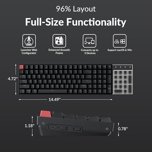 Keychron K4 96% Layout QMK Wireless and Wired Options Mechanical Keyboard, White Backlight Banana Switch, Hot-swappable, Paired with Shine-Through Double-Shot PBT Keycaps for Mac Windows - Version 3 - color: Keychron Super Banana Switch