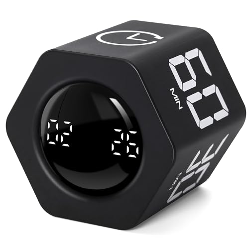 Productivity Timer 1, 5, 10, 30, 60 Minutes Preset, Desk Cube Timer with Gravity Sensor/Mute/Vibration for ADHD, Work, Study, Kitchen, Back to School (Black) - color: Black