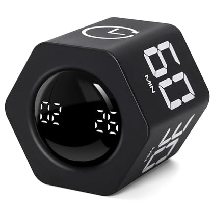 Productivity Timer 1, 5, 10, 30, 60 Minutes Preset, Desk Cube Timer with Gravity Sensor/Mute/Vibration for ADHD, Work, Study, Kitchen, Back to School (Black) - color: Black