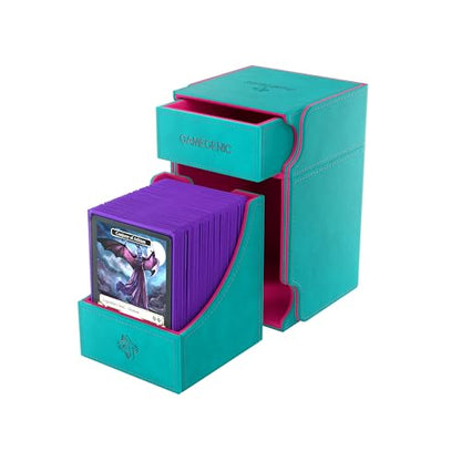 Gamegenic Watchtower 100+ XL Convertible Deck Box - Teal/Pink Color | Double-Sleeved Card Storage, Card Game Protector, Nexofyber Surface, Holds Up To 100 Cards, Teal/Pink Color