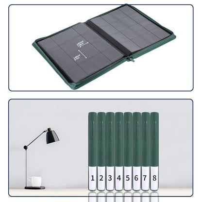 Snekdy premium 1024-pocket trading card binder, 16-pocket cards album, waterproof PU-leather Cover album with side loading, holds gaming, baseball, basketball & sports cards Green - color: Green
