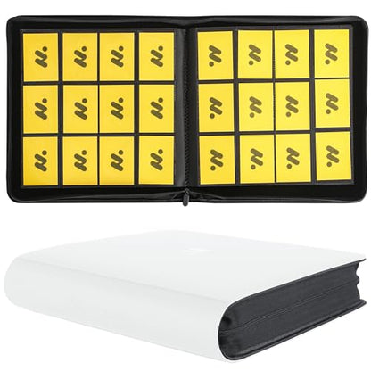 Card Binder 12 Pocket,Trading Card Binder Holds up to 1200 Cards with 50 Sleeves,Zipper Card Holder Album Compatible with TCG Card/Game Cards/Sports Card - color: White, size: 12 Pocket 1200
