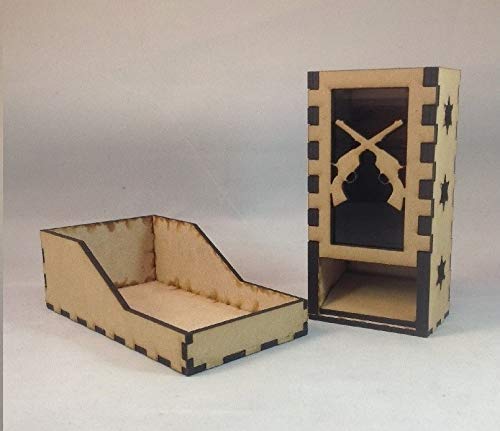 Pistols Guns Dice Tower v2 Smoke Acrylic Window Laser Cut MDF RPG Games