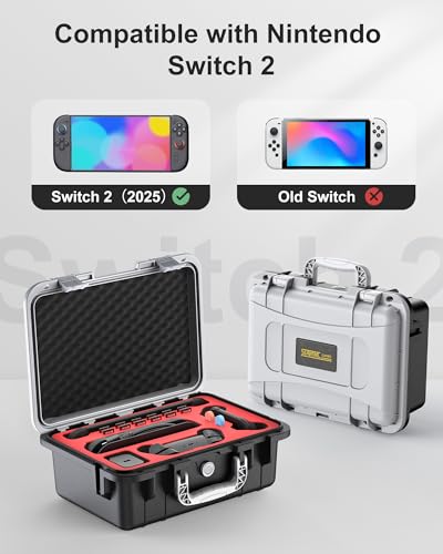 STARTRC GAMES Hard Carrying Case for Nintendo Switch 2, Professional Deluxe IP67 Waterproof, Soft Lining Hard Travel Case for Nintendo Switch 2 Console Pro Controller & Accessories (Black & White) - color: White and Black