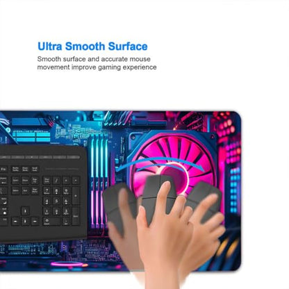 Cyberpunk Mouse Pad Neon Technology Exquisite XL Mouse Pad Large Mousepad Extended Laptop Keyboard Mat Gaming Desk Pad Mouse Mat Fits Home Desk, Office Table, or Study Room 31.5x11.8 Inch - color: Neon, size: 31.5L x 11.8W inches