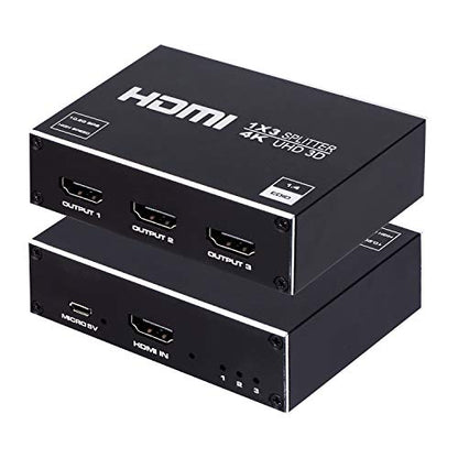 1x3 HDMI Splitter, 1 in 3 Out HDMI Splitter Audio Video Distributor Box Support 3D & 4K x 2K Compatible for HDTV, STB, DVD, PS3, Projector Etc - size: 1x3 4K@30Hz