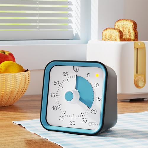 Visual Timer for Kids, Cute Timer with Pause Function, Black | Time Management for Classroom, ADHD, Kitchen, Toddlers, Study, Alarm 3 Volume Levels, Light Indicator, Easy to Use - color: Black