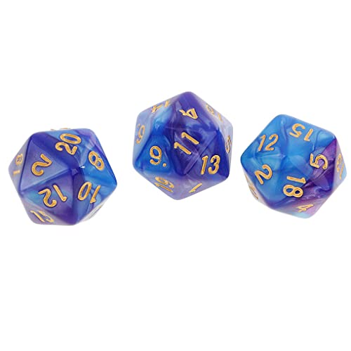 10PCS Polyhedral Dice - D20, 20mm Acrylic, 20 Sided Dice for RPG, MTG, DND, Table Games (Blue Purple) - color: Blue Purple