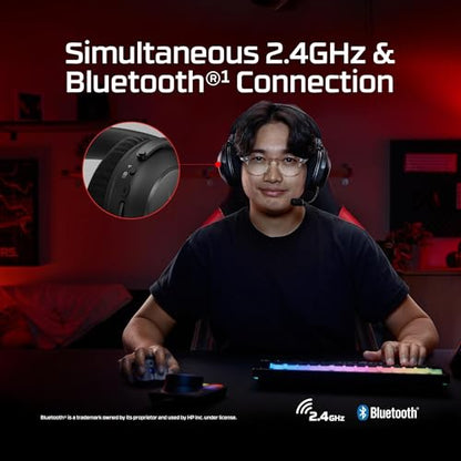 HyperX Cloud Alpha 2 – Wireless Gaming Headset with 53mm Dual-Chamber Drivers and up to 250 Hours Battery Life, RGB Base Station, Simultaneous 2.4GHz & Bluetooth - Black